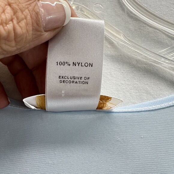 Vintage Barbizon Nightgown Medium Blue Lace Trim Embroidered Cottagecore - Picture 8 of 13